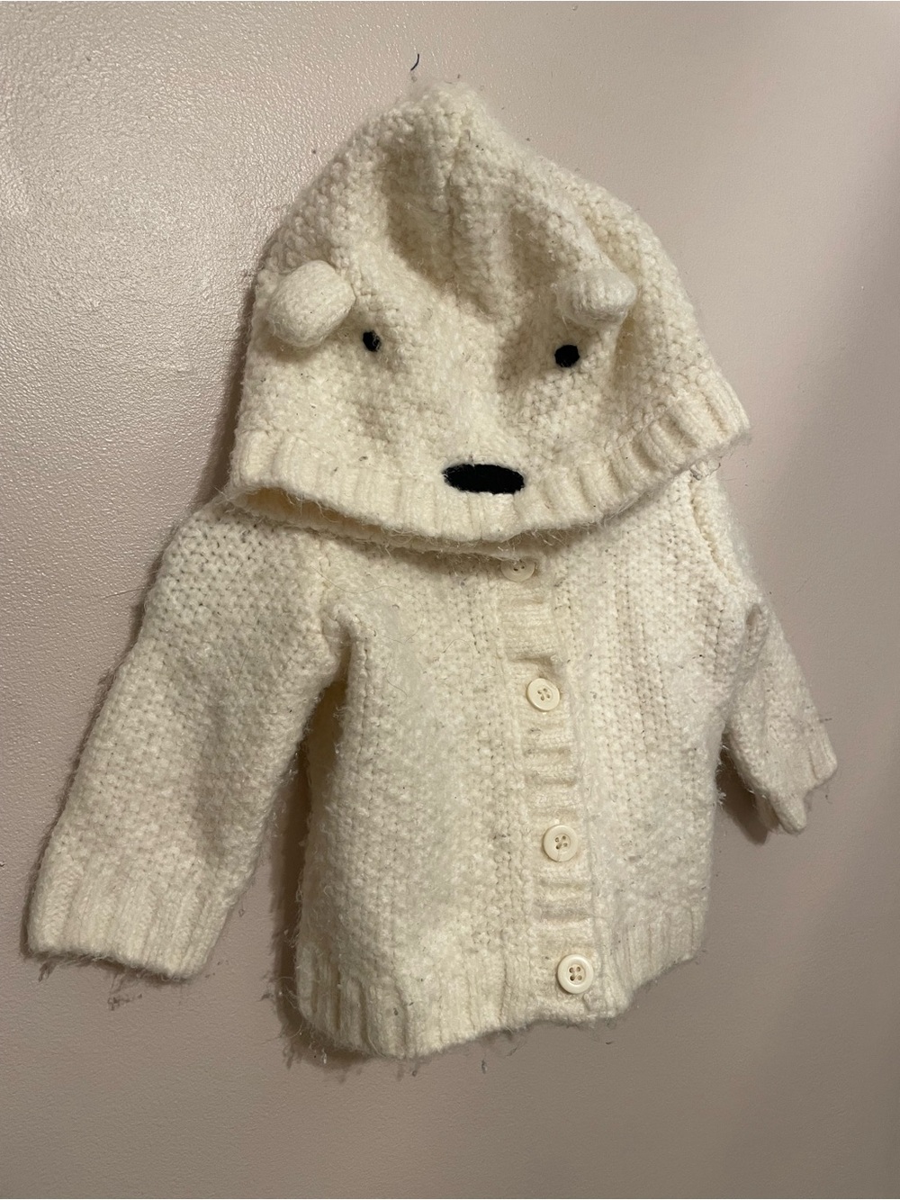 Baby Gap Bear Hooded Knit Cardigan